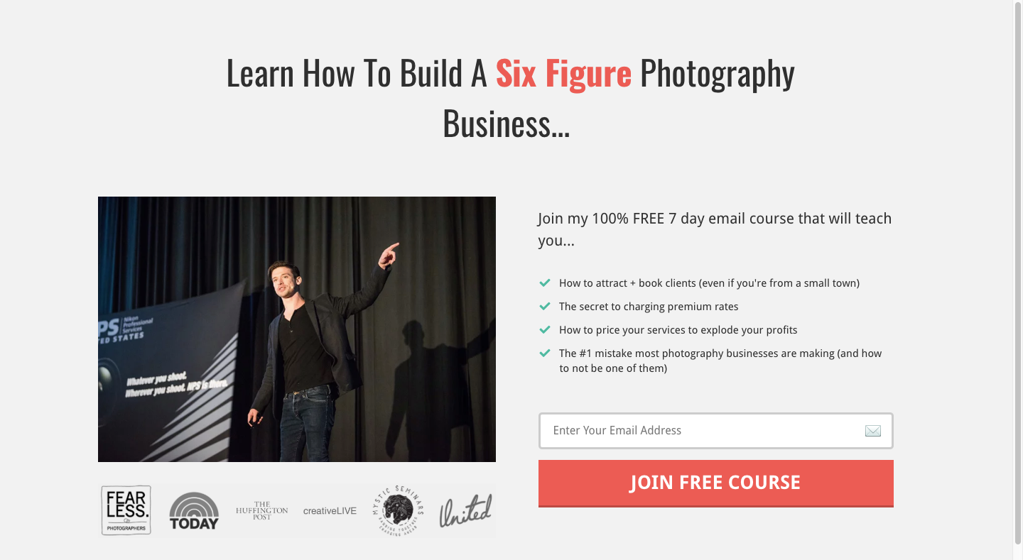 Six Figure Photography Landing Page
