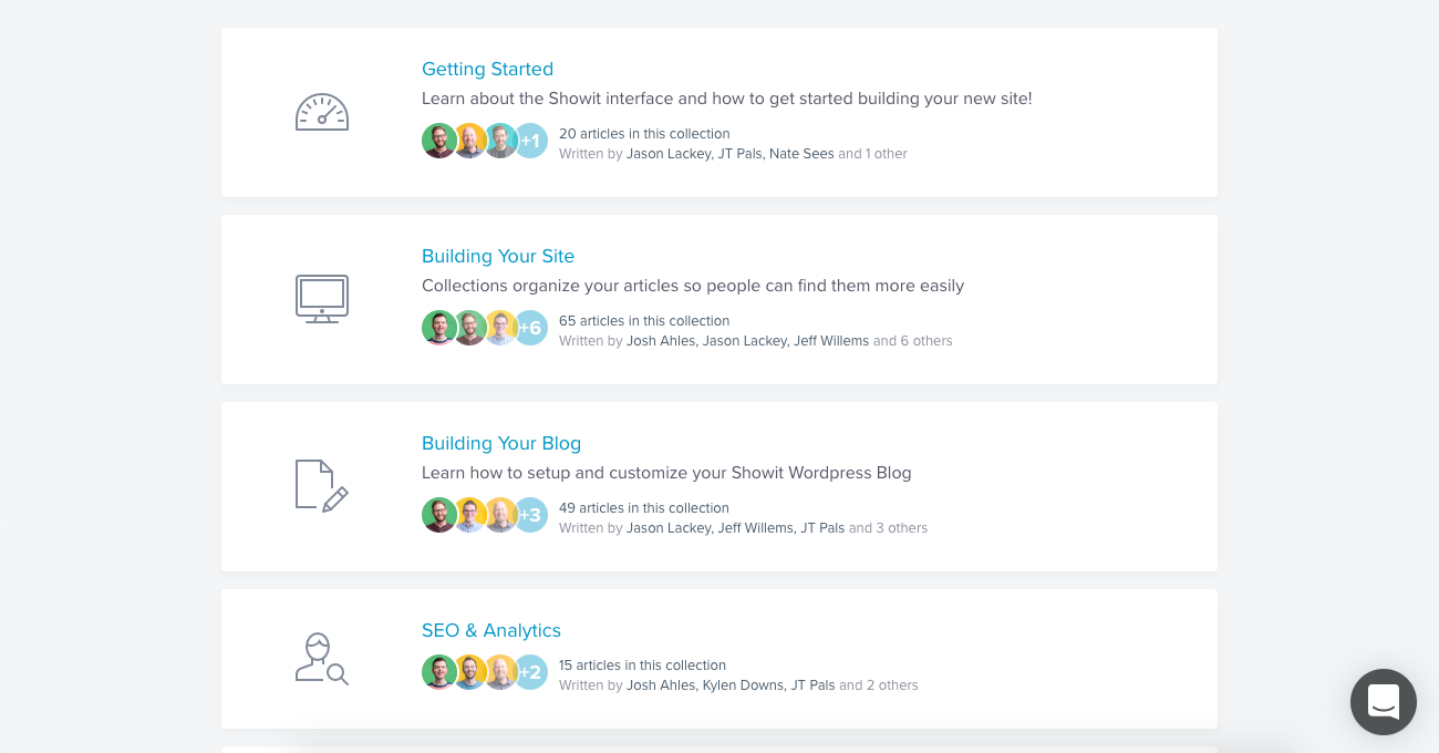Showit self-help support options
