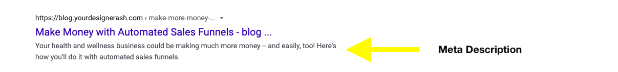 An example in Google search of a meta description